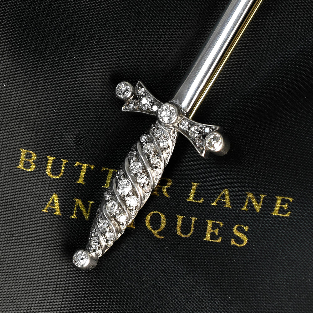Antique French Diamond Sword Brooch