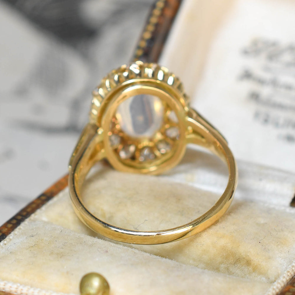 Late Victorian Moonstone & Diamond Cluster Ring