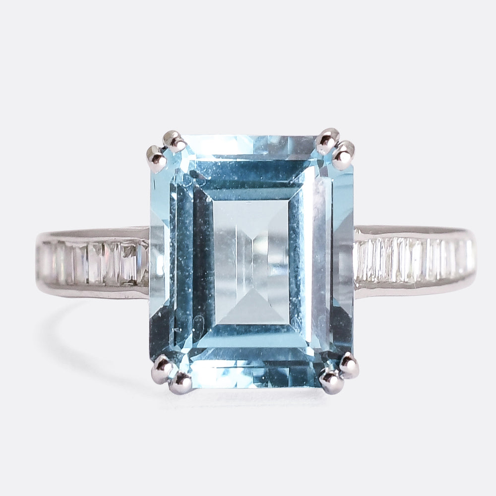 Art Deco Revival Aquamarine Solitaire Ring