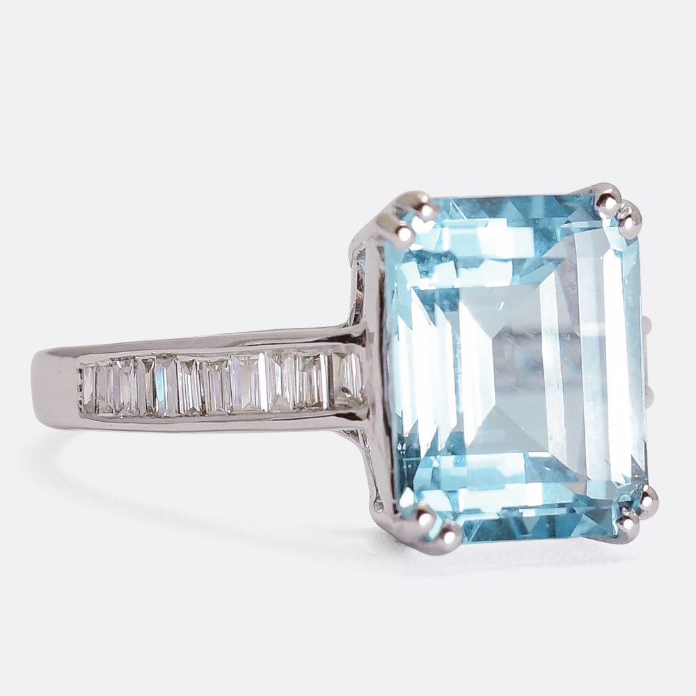Art Deco Revival Aquamarine Solitaire Ring