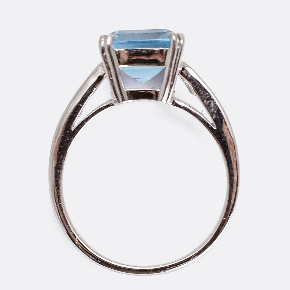 Art Deco Revival Aquamarine Solitaire Ring