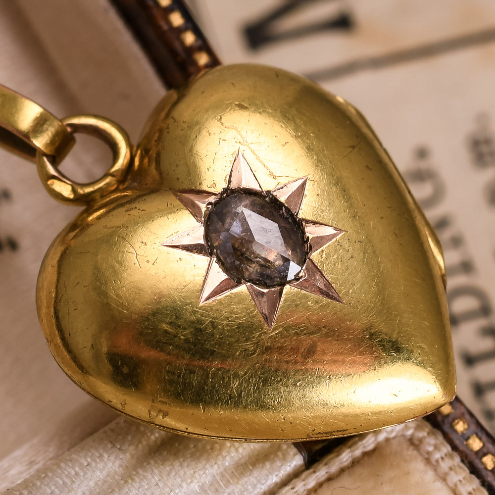 Victorian Rose Cut Diamond Heart Locket