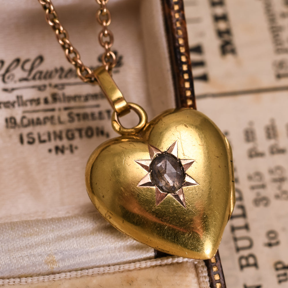 Victorian Rose Cut Diamond Heart Locket
