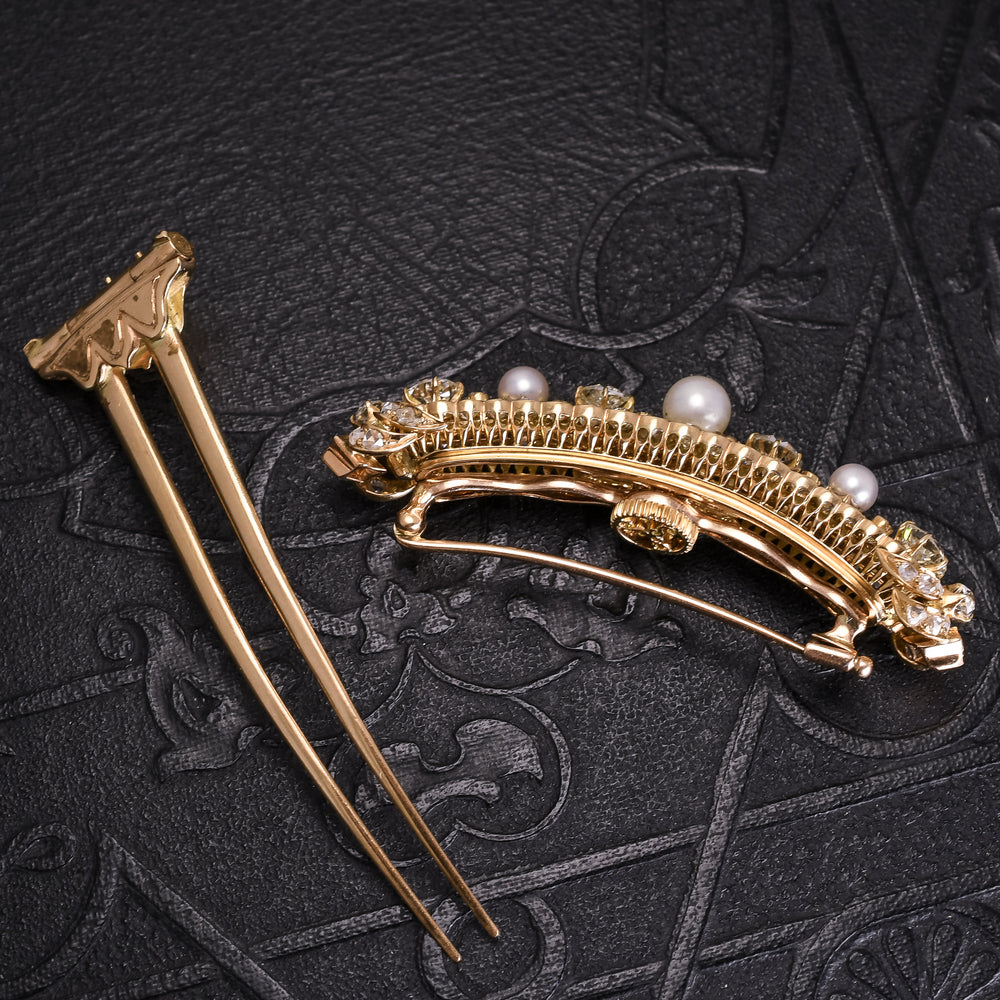 Victorian Pearl & Diamond Hair Pin