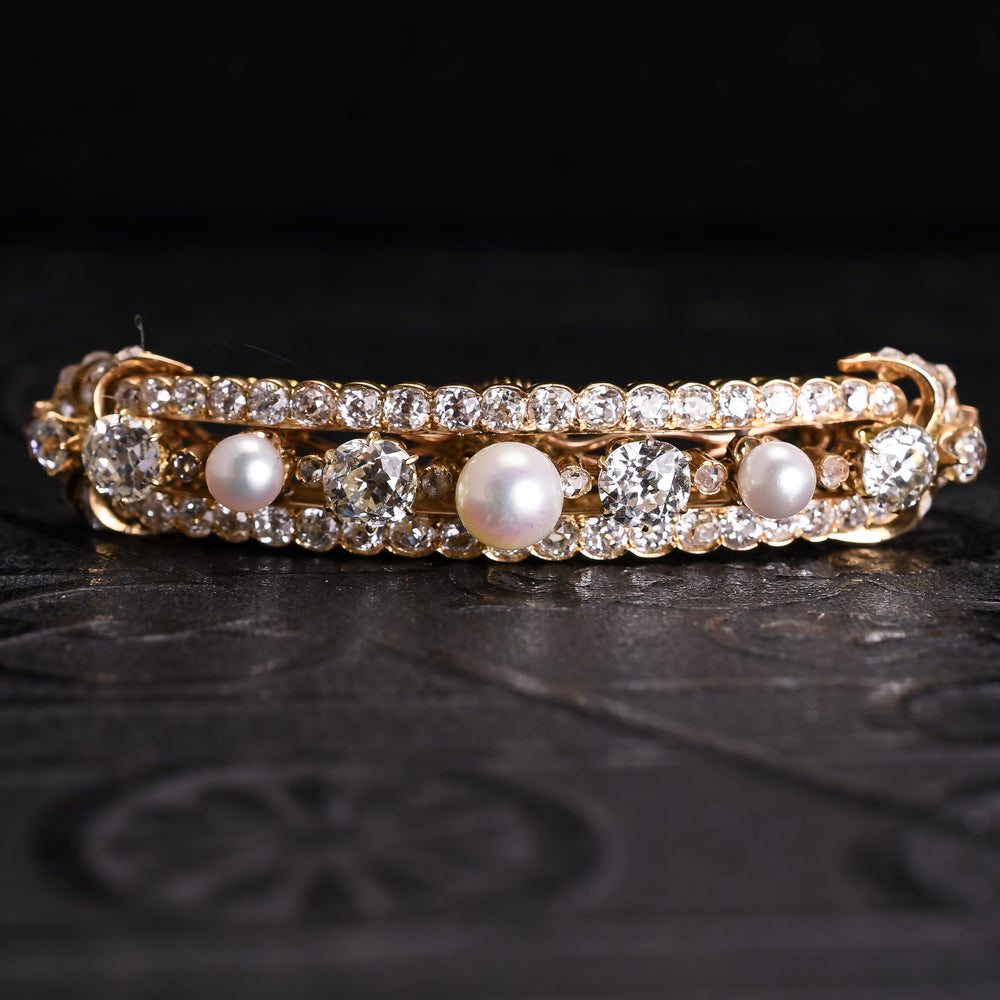 Victorian Pearl & Diamond Hair Pin