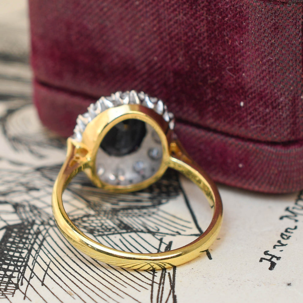 Vintage 2.12ct Sapphire & Diamond Cluster Ring