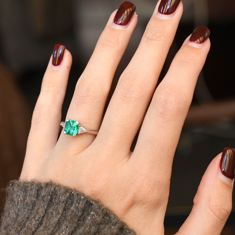 Contemporary Emerald & Diamond Ring
