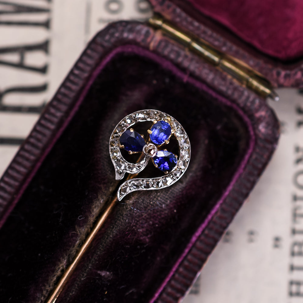 Victorian Sapphire & Diamond Stick Pin