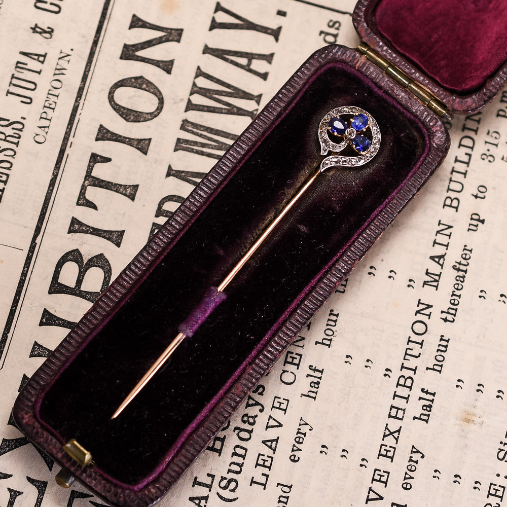 Victorian Sapphire & Diamond Stick Pin