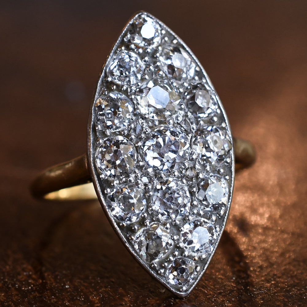 Victorian OMC Diamond Cobblestone Navette Ring