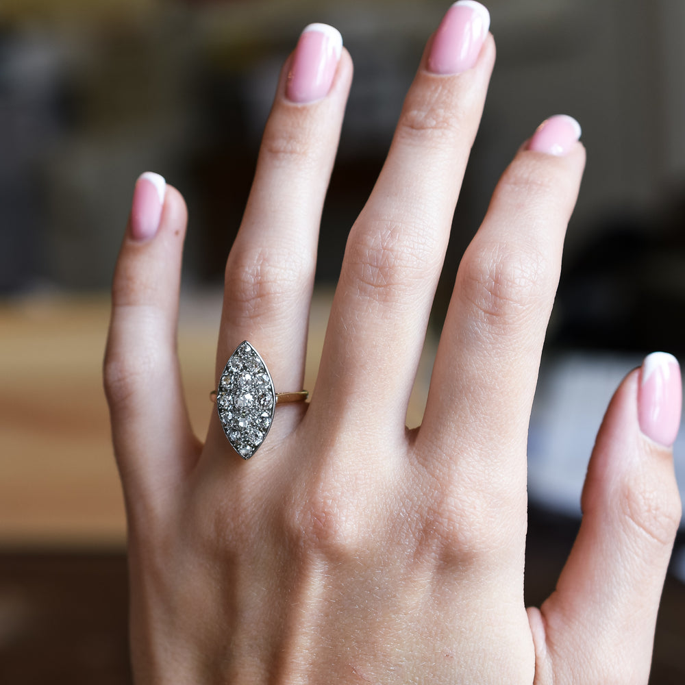 Victorian OMC Diamond Cobblestone Navette Ring