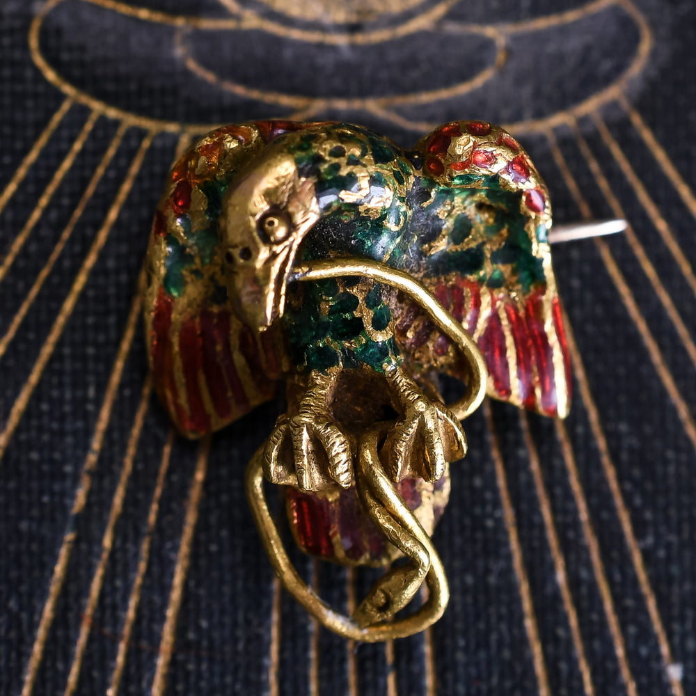 18th Century Enamel Eagle & Snake Brooch