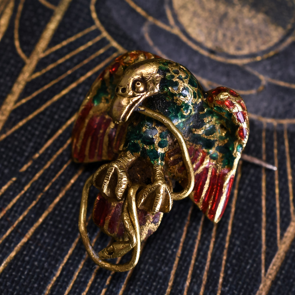 18th Century Enamel Eagle & Snake Brooch