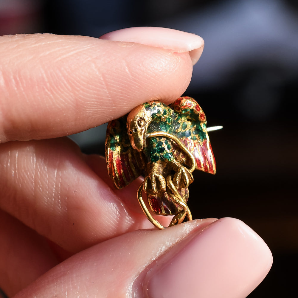 18th Century Enamel Eagle & Snake Brooch