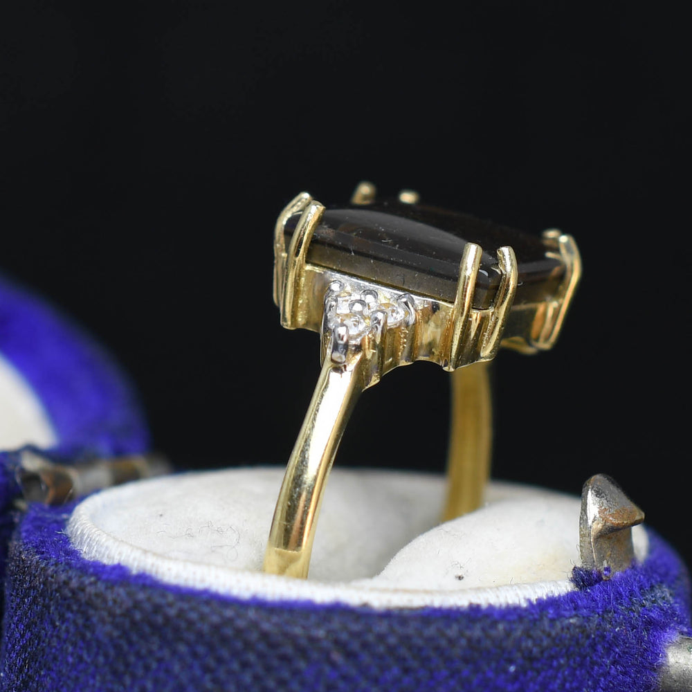 Contemporary Ammolite & Diamond Ring