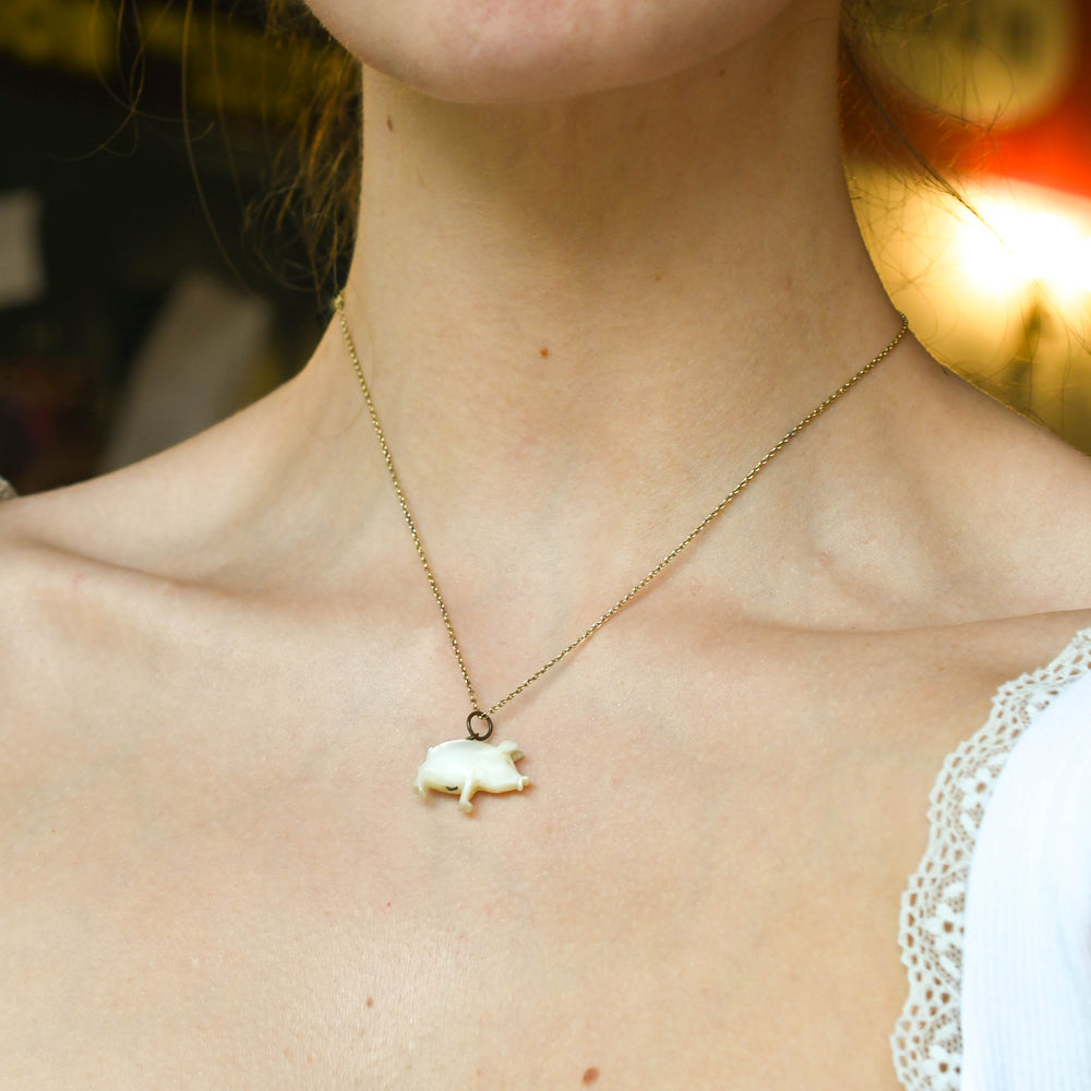 Victorian Mother of Pearl Lucky Pig Charm