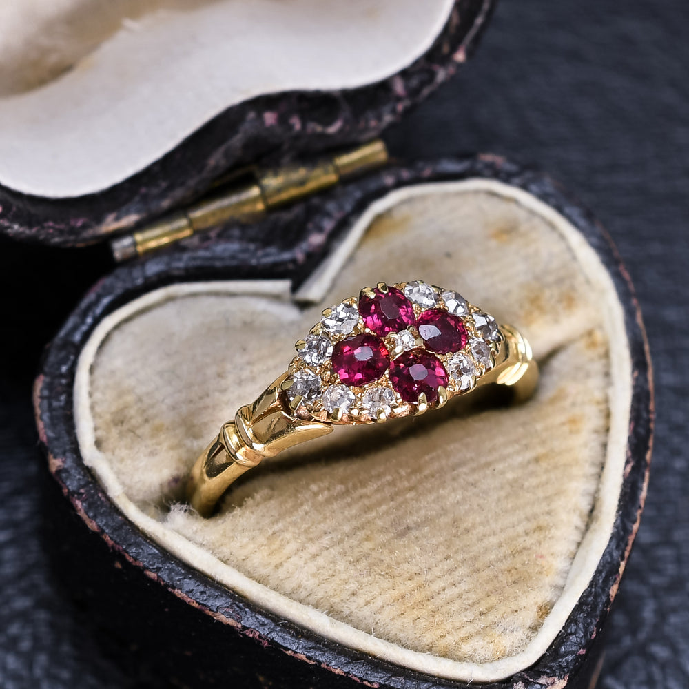Edwardian Ruby & Diamond Cluster Ring
