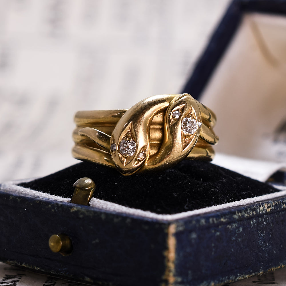 Victorian Diamond Double Snake Ring