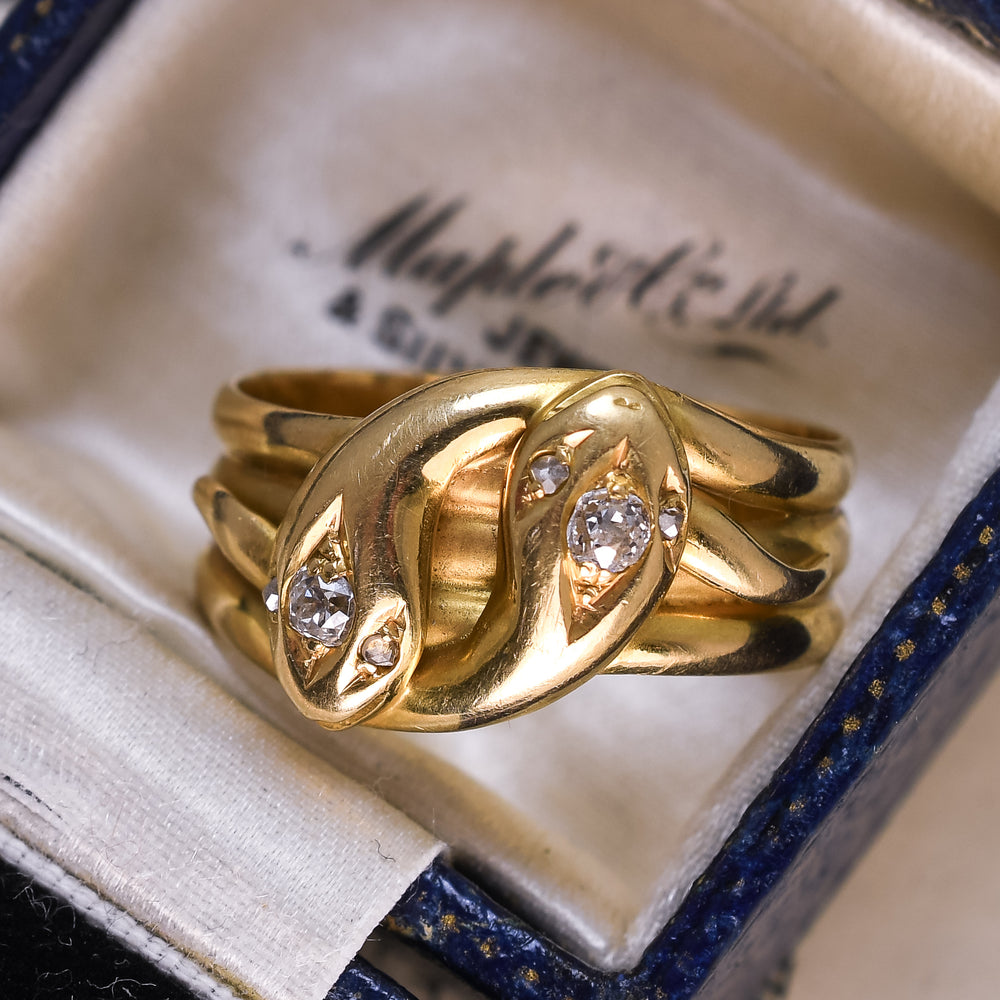 Victorian Diamond Double Snake Ring