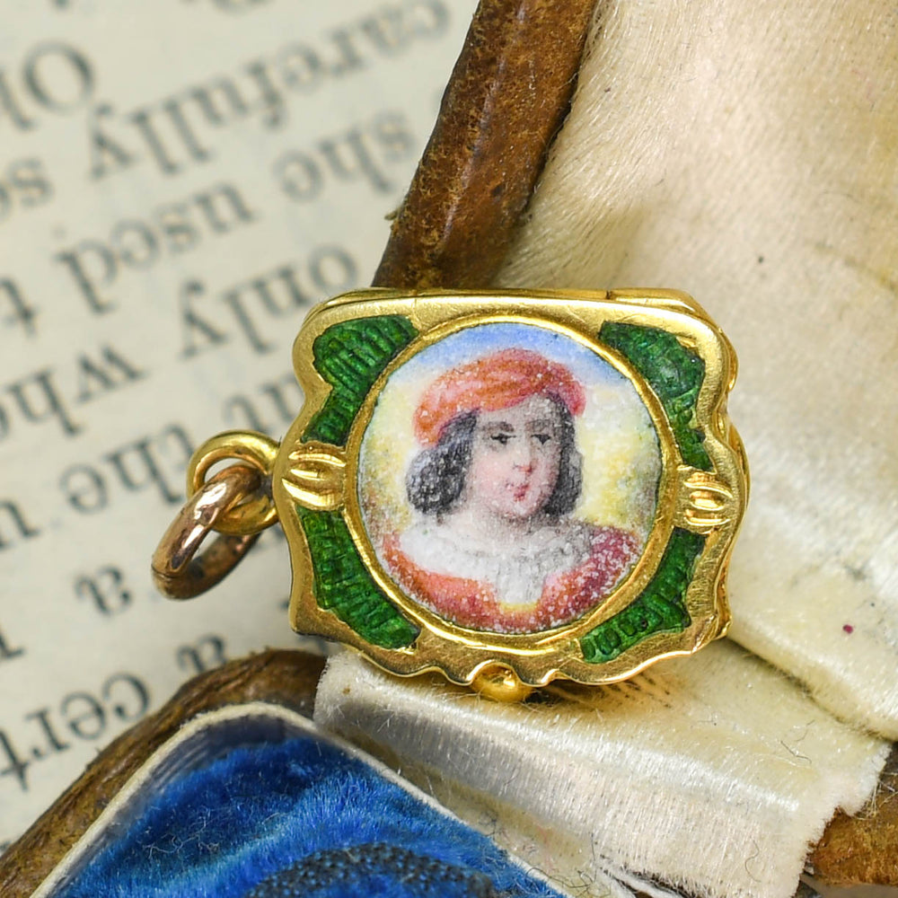 Georgian Enamelled Miniature Purse Locket Charm