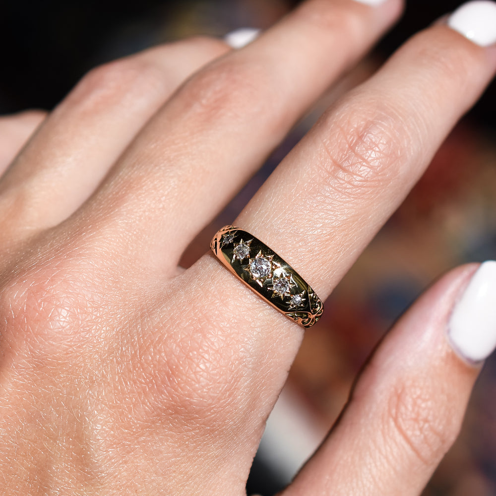 Victorian Diamond 5-Stone Star Gypsy Ring