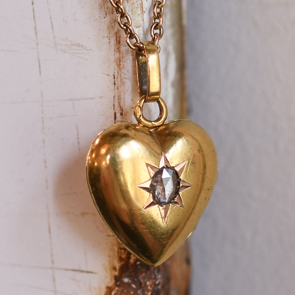 Victorian Rose Cut Diamond Heart Locket