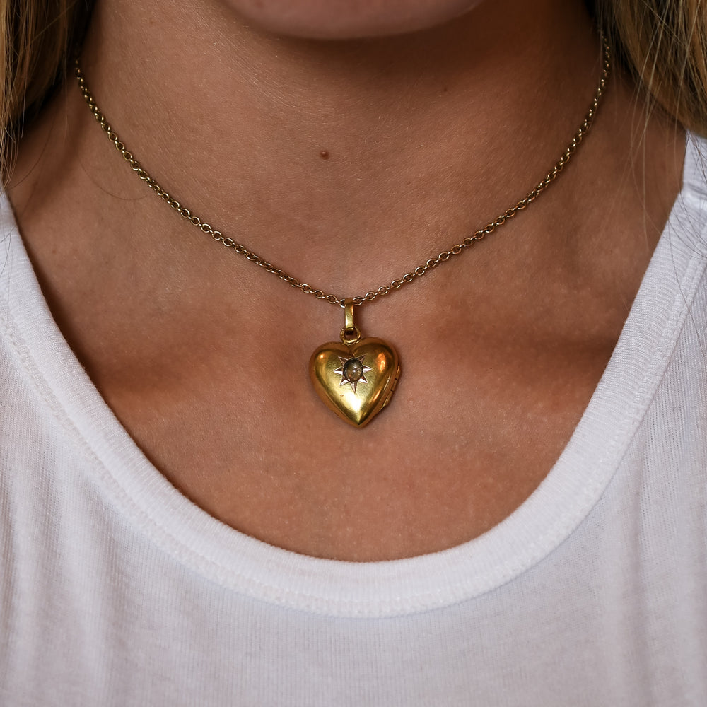 Victorian Rose Cut Diamond Heart Locket
