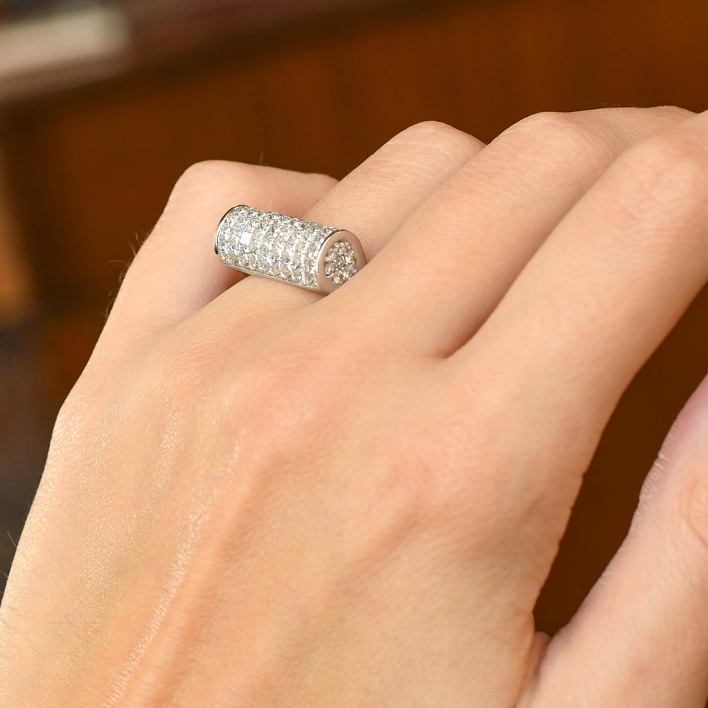 Princess Cut Diamond 18k Gold Bombé Ring