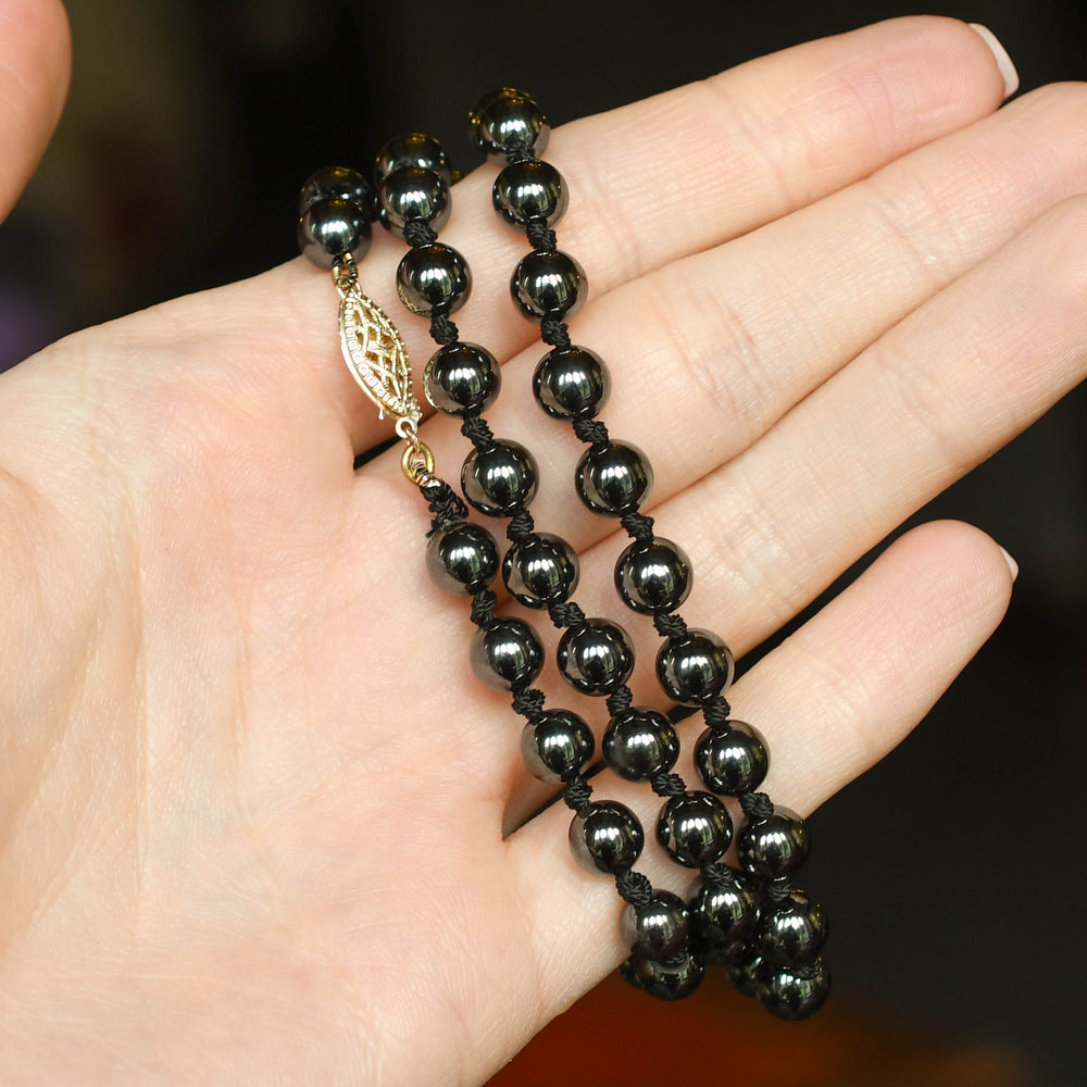Vintage Hematite Bead Necklace
