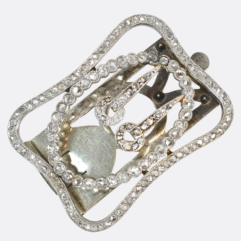Edwardian Diamond Millegrain Buckle Brooch