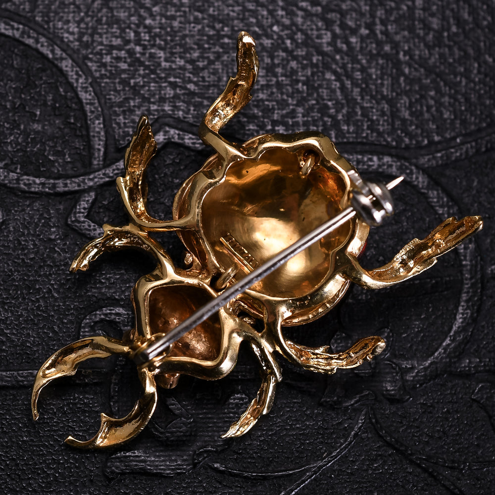 Vintage Diamond & Enamel Beetle Brooch