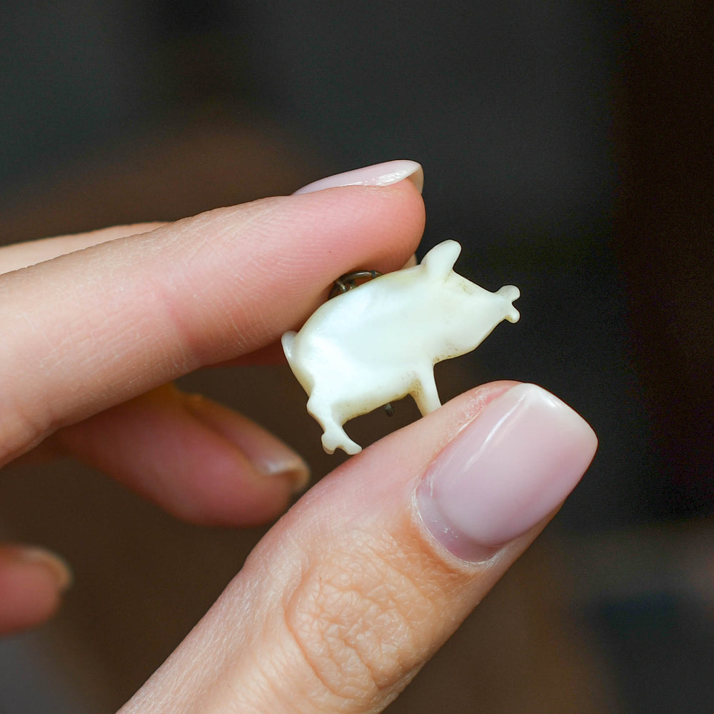 Victorian Mother of Pearl Lucky Pig Charm