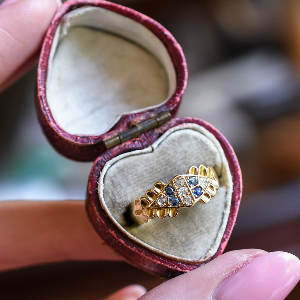 Edwardian Sapphire & Diamond Gypsy Ring