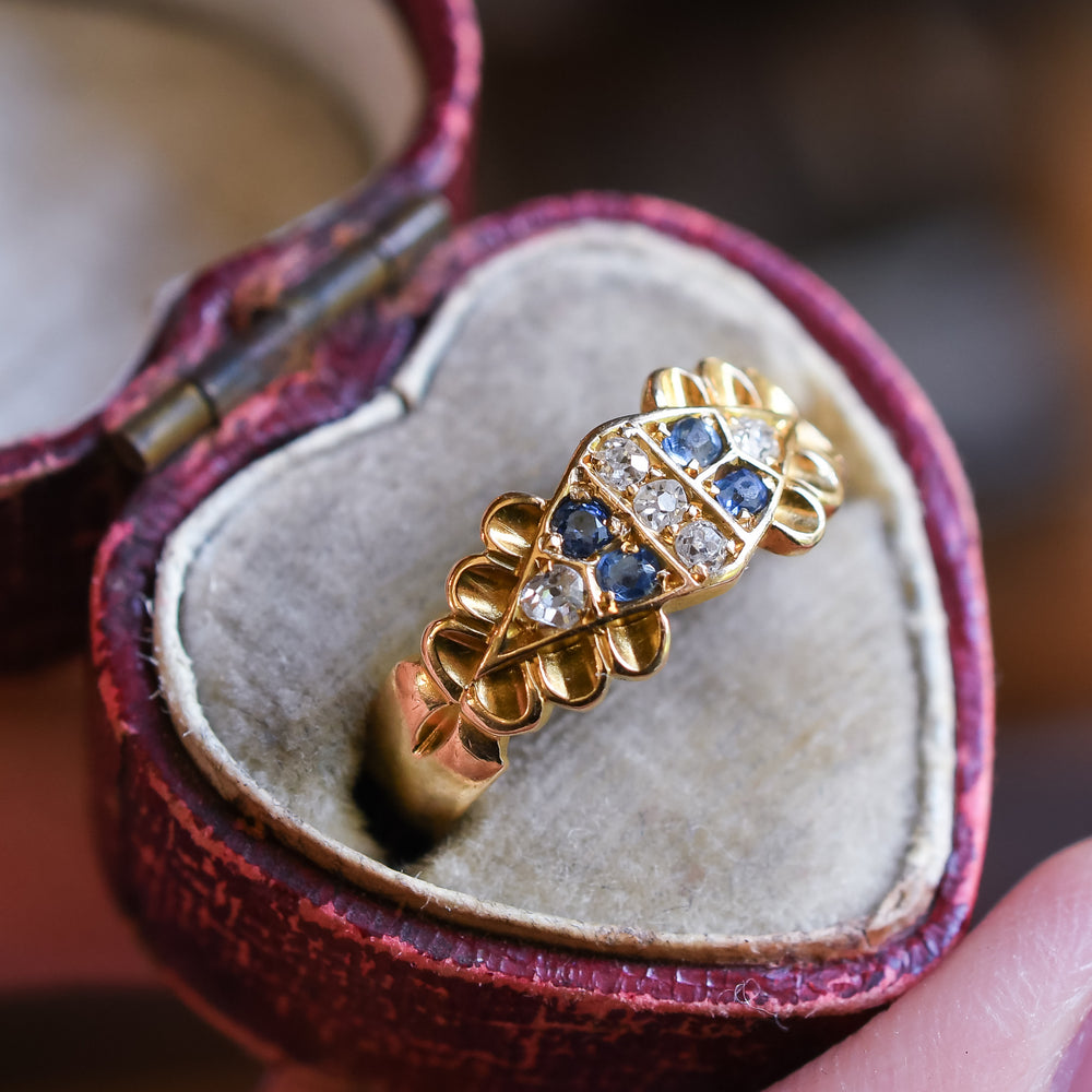 Edwardian Sapphire & Diamond Gypsy Ring