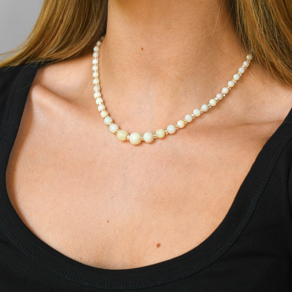 1930's Opal & Rock Crystal Bead Necklace