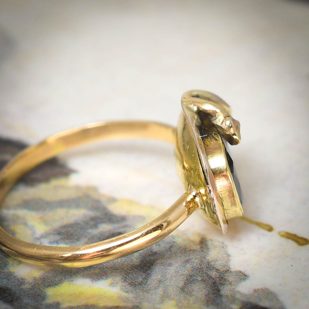 Georgian Flat Cut Garnet Snake Ring