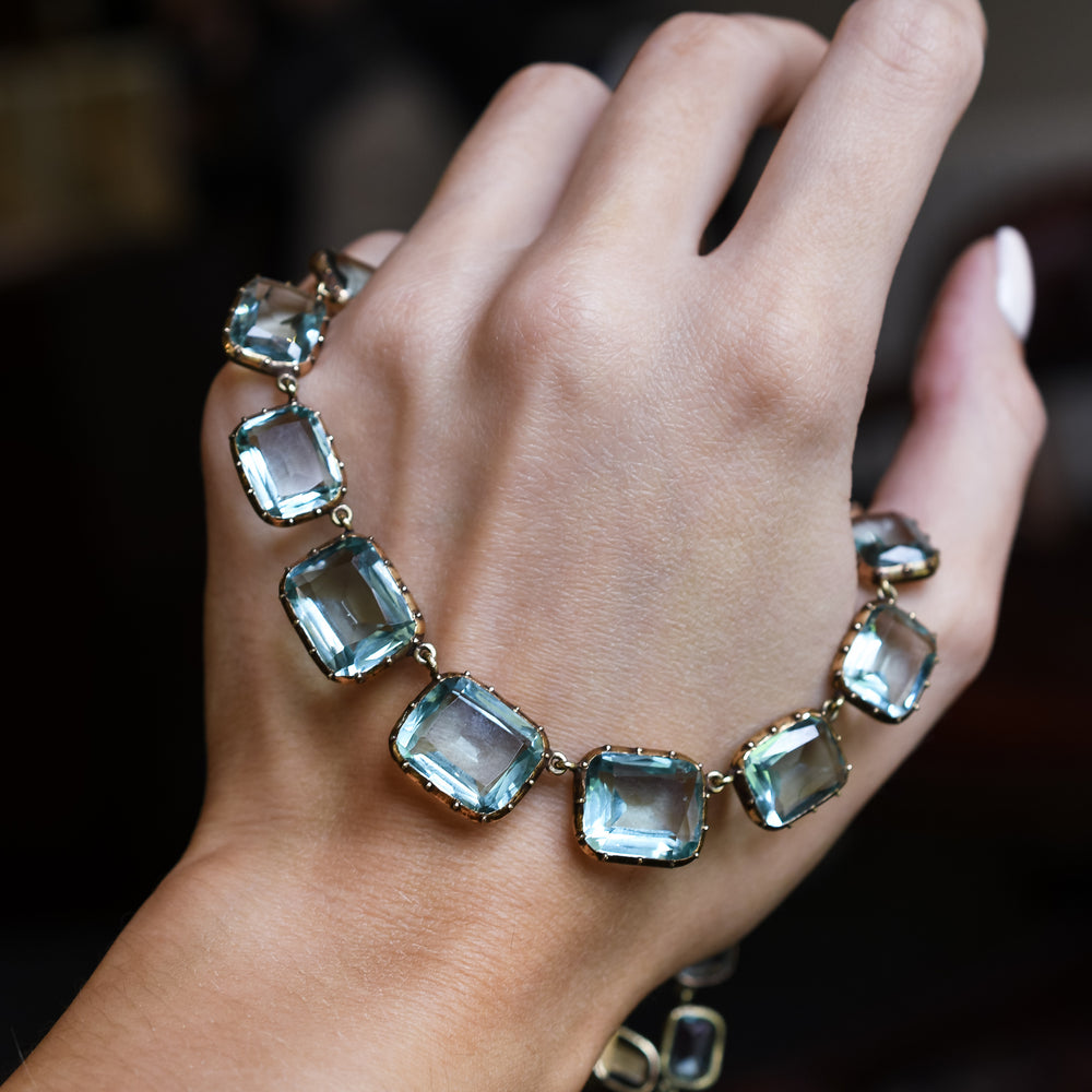 Georgian Aquamarine Paste Rivière Necklace