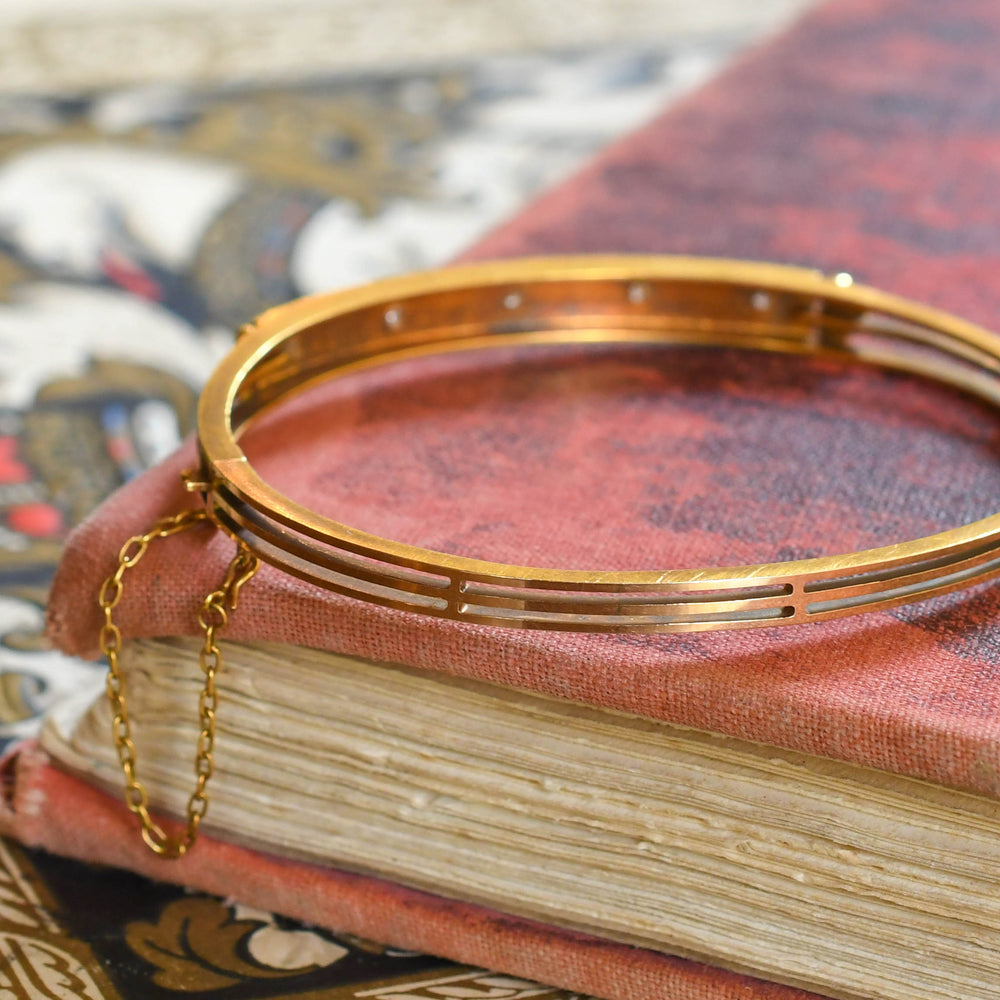 Edwardian Diamond & Pearl Star Bangle