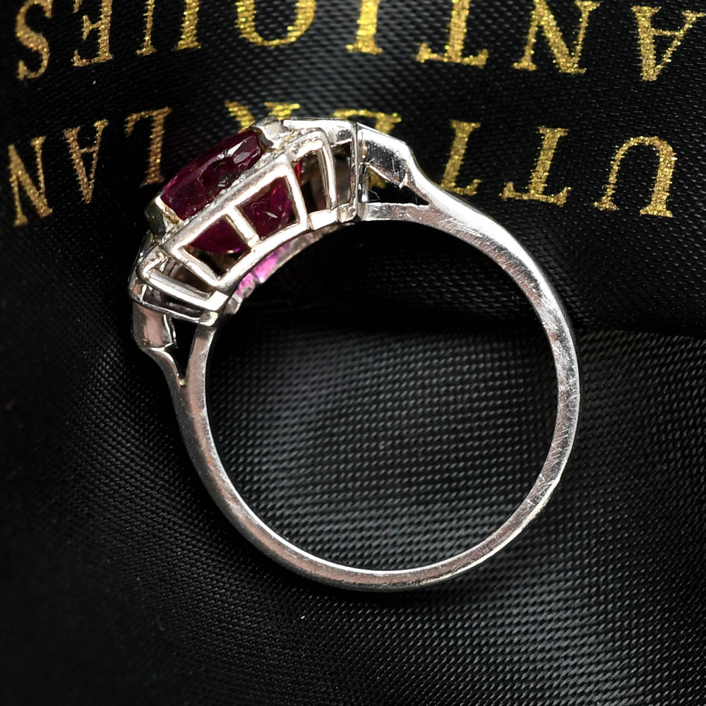 Art Deco 3.10ct Burma Ruby & Diamond Cluster Ring