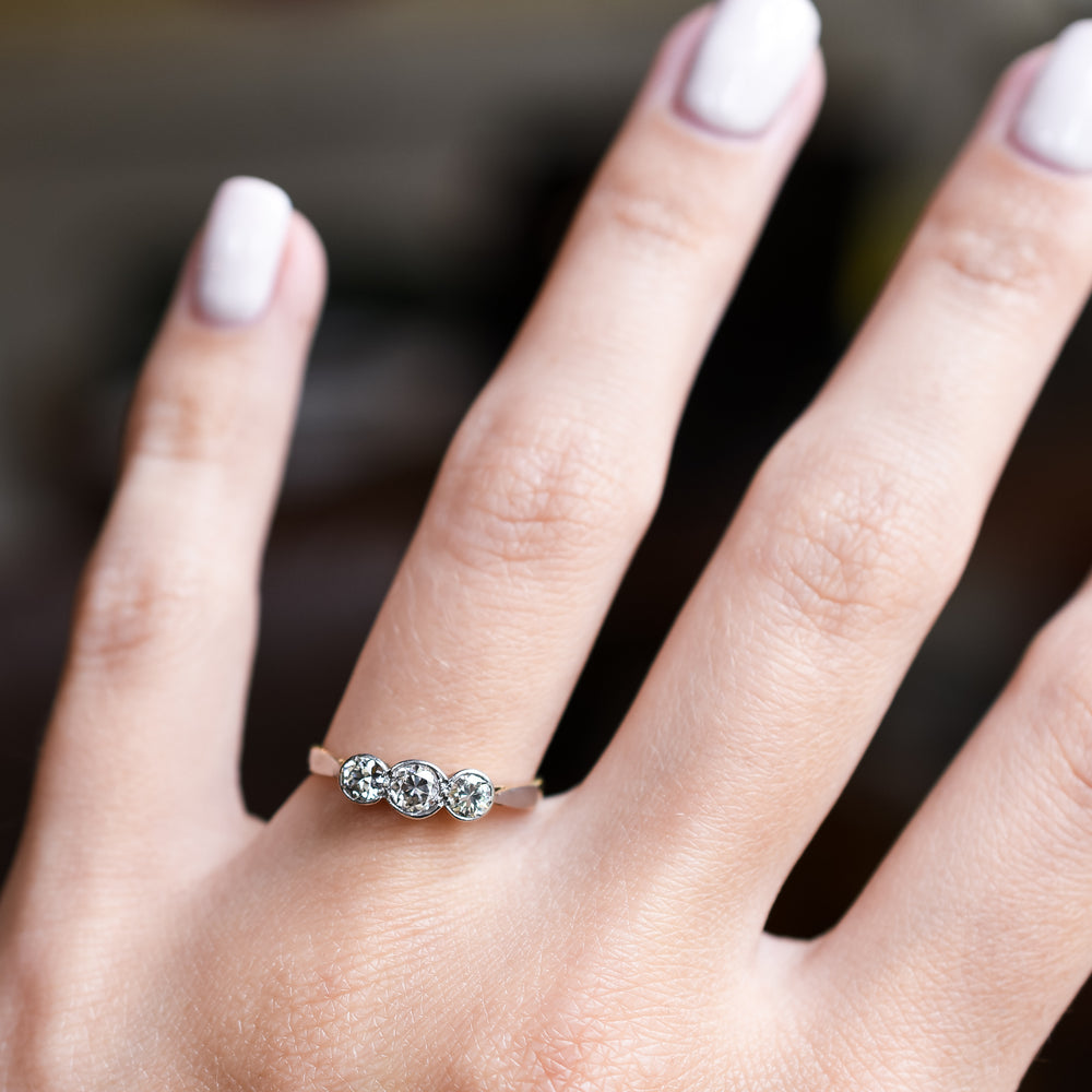 Edwardian Diamond Trilogy Engagement Ring
