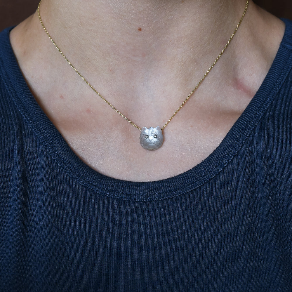 Edwardian Moonstone & Diamond Dog Pendant & Chain