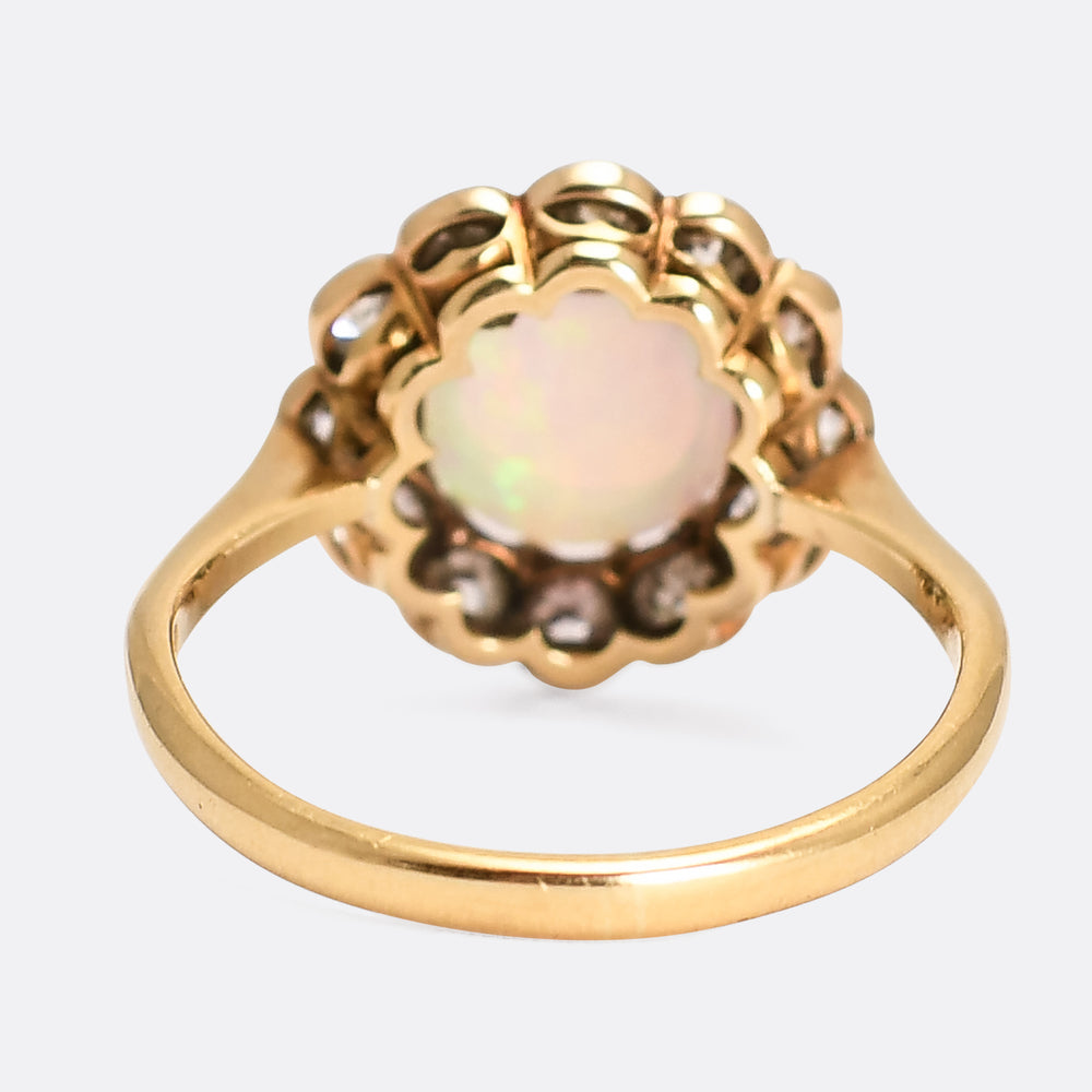 Edwardian Opal & Diamond Cluster Ring