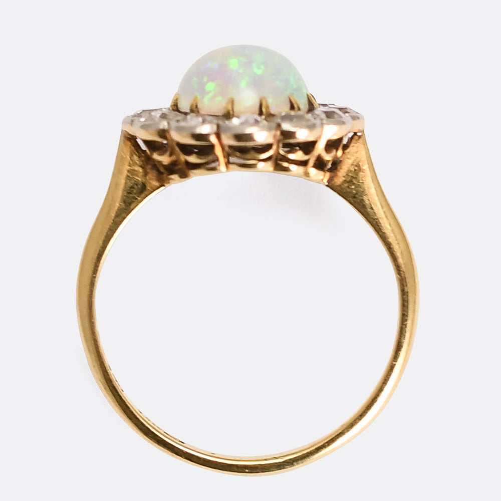 Edwardian Opal & Diamond Cluster Ring