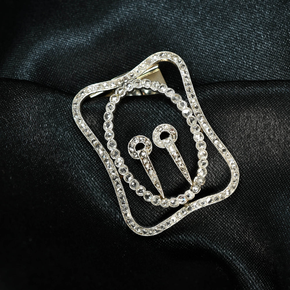 Edwardian Diamond Millegrain Buckle Brooch