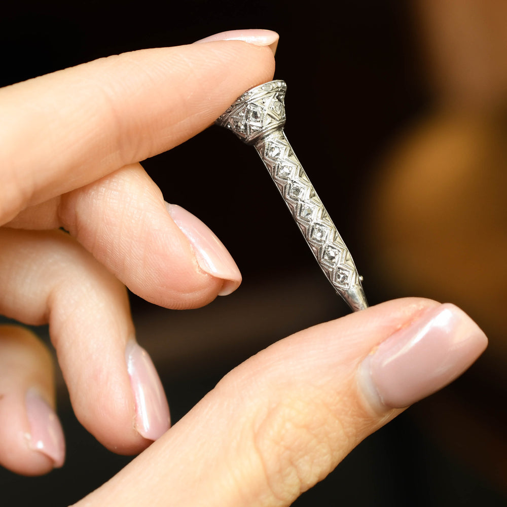 1930's Rose Cut Diamond Nail Brooch