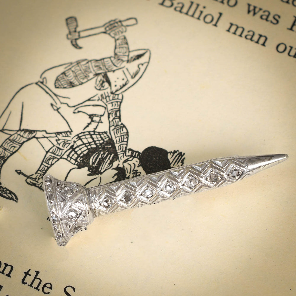 1930's Rose Cut Diamond Nail Brooch