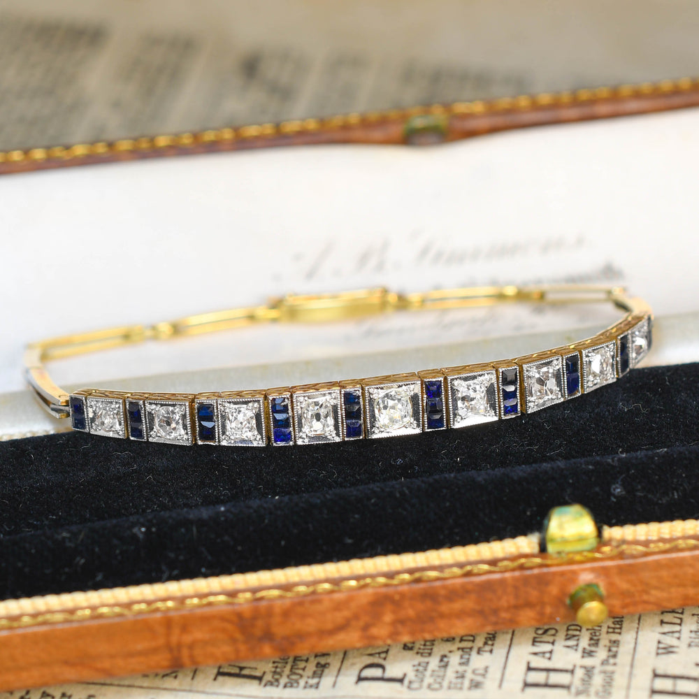 Art Deco Boxed Sapphire & Diamond Bracelet