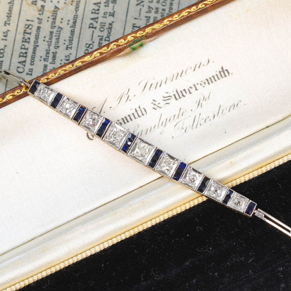 Art Deco Boxed Sapphire & Diamond Bracelet