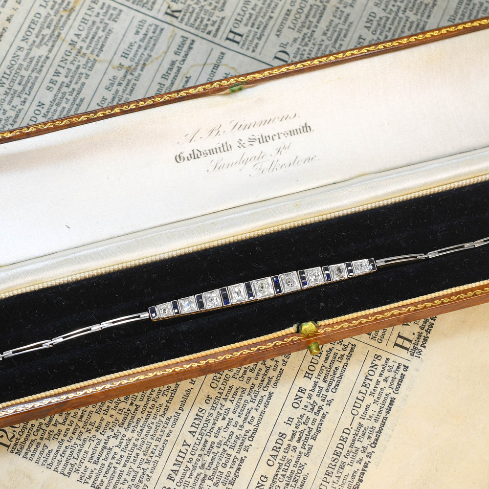 Art Deco Boxed Sapphire & Diamond Bracelet