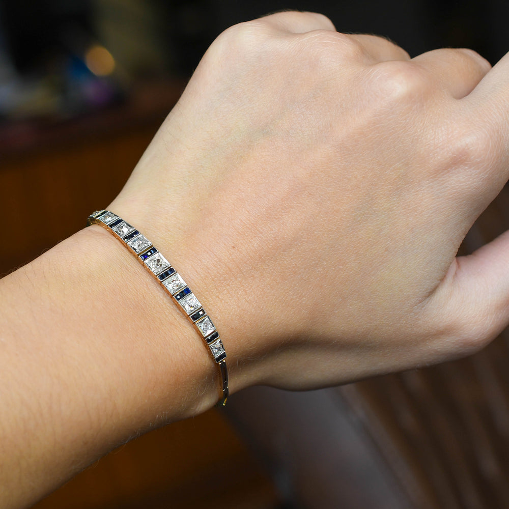 Art Deco Boxed Sapphire & Diamond Bracelet